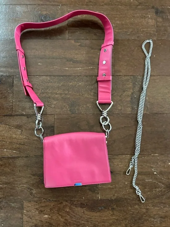 Allsaints Captain Leather Flap Shoulder Bag-Fuscia-EUC - Picture 12 of 16